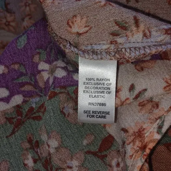 Cato Floral Patchwork Babydoll Boho Top L Milkmaid Smocked Cottagecore Peasant - Picture 10 of 11